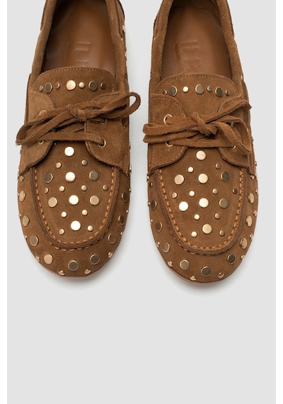 Luvi Shoes Hyde Toprak Süet Hakiki Deri Troklu Bağcıklı Kadın Loafer Ayakkabı