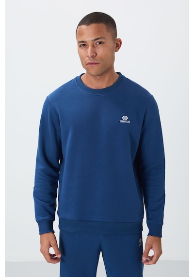 Tommy Life Parlament Pamuklu Kalın İçi Tüylü Yumuşak Dokulu Comfort Fit Nakışlı Erkek Eşofman Takım -85265 Mavi