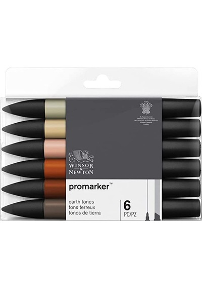 Winsor & Newton Promarker Earth Tones Çift Uçlu Markör Kalem Seti