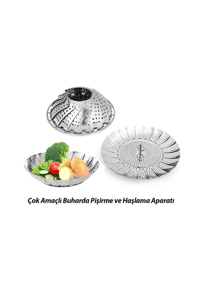 Pablıto Home Pbt-958 Buharda Sebze Pişirici Sepet Ve Haşlama Aparatı 14-22cm Metal Aç-kapa Sepet