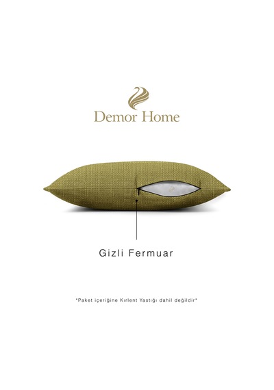 Br Demor Home Keten Dokulu Zeytin Yeşili Kırlent Yastık Kılıfı