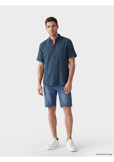 Lcwaıkıkı Classic Petrol Regular Fit Armürlü Erkek Gömlek