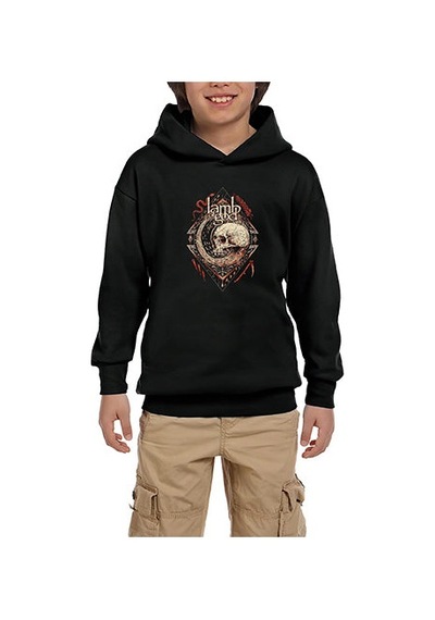 Zepplin Giyim Lamb Of God Band Lightweight Skull Siyah Çocuk Kapşonlu Sweatshirt