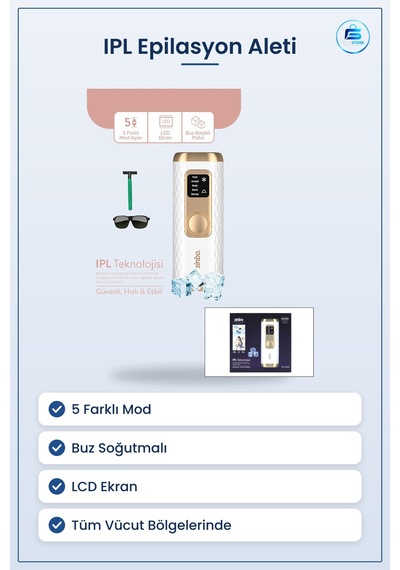 Ipl Lazer Epilasyon Aleti Buz Soğutmalı 5 Mod Lcd Ekranlı Tüm Vüc