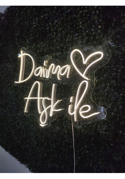 Daima Aşk İle Neon Tabela 70x40cm