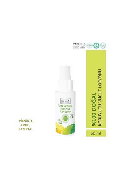 Incıa%100 Doğal Koruyucu Vücut Losyonu Sprey Yenidoğan Bebek Çocuk İçin Limon Okaliptus Vegan 50 Ml