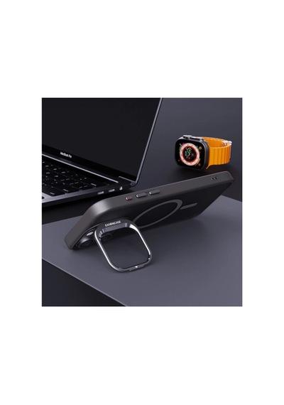 Apple iPhone Uyumlu 15 Pro Kılıf Magsafe Krom Mika Kapak Renkli Silikon + Lens Koruyucu Cam Set Kamera Standlı Renk017