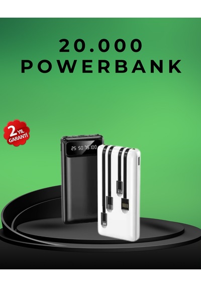 Kamp - 183 - Ve Seyahat İçin 20.000mah Led Işıklı Hızlı - Csmo-tex - Şarj Powerbank siyah