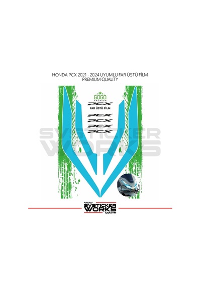Honda Pcx Far Filmi Sticker Şeffaf Folyo 2021 - 2024 İnce Model Mavi