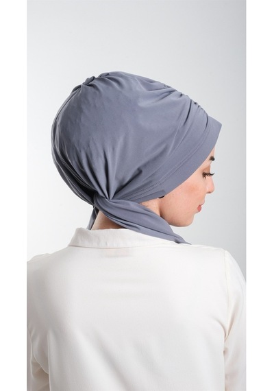 Hürrem Bone Füme Pratik Hazır Geçmeli Tesettür Bone Kesik Elyaf Sade 2111_25 Füme