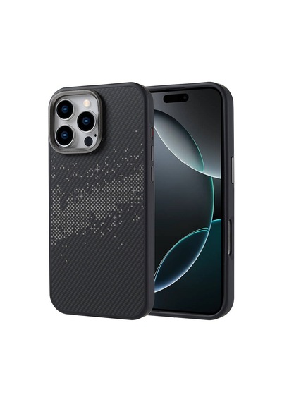 Apple Uyumlu iPhone 16 Pro Max Kılıf M-safe Şarj Özellikli Karbon Fiber Tasarımlı Zore Vave Kapak Gri