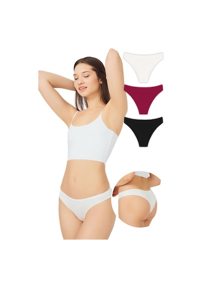 Cottonhill Pamuklu Basic Kadın Brezilya Külot 3'lü Paket - 1 Renkli1 Çok Renkli