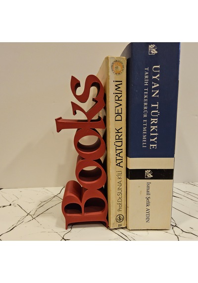 Kitap Tutucu Books Yazılı 3d - Kırmızı-