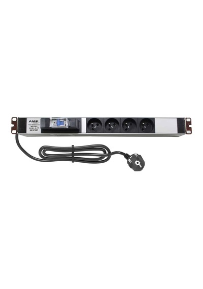 Amp Connect 19" 1u 4 Ups / Fransız Soketli 16a Otomatik Sigorta Koruyuculu Alüminyum Kabin Prizi Pdu