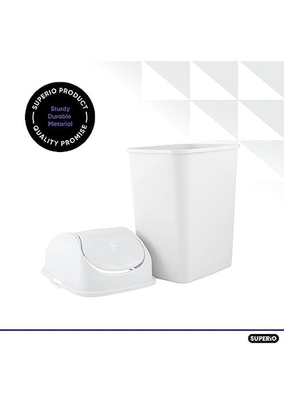 Superio Küçük 2,6 Litre Slim Çöp Kutusu, Beyaz 10l Siyah