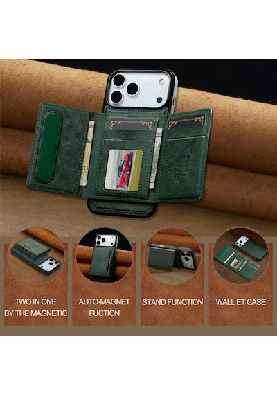 Nihcase Apple Uyumlu iPhone 17 Pro Max Kılıf Pollux L5 Serisi Mıknatıslı Kartlıklı 2-1 Kapak