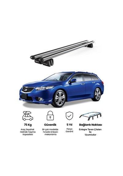 Pençe Honda Accord Tourer 2008-2015 Uyumlu Gri Ara Atkı Port Bagaj Tavan Barı