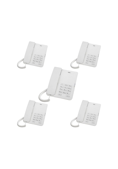 5 Adet Beyaz Karel TM140 Masaüstü Ofis Telefon Seti