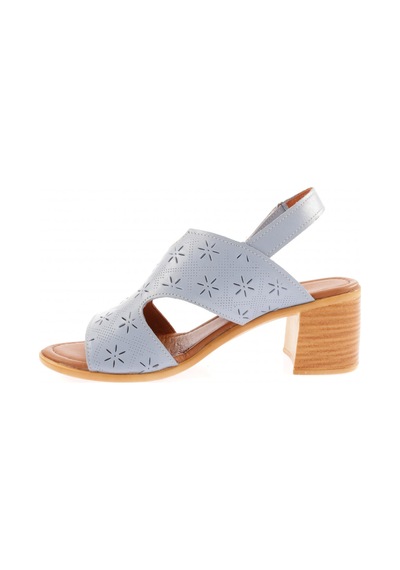 Dgn 3300 Kadin Lazer Detayli Cirtli Topuklu Sandalet Bebe Mavi