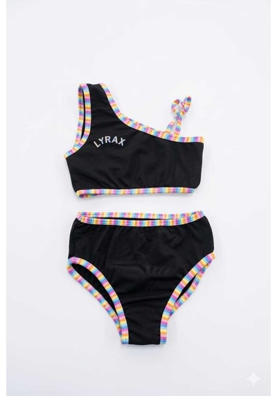 Beniizle Lyrax Baskılı Kız Çocuk Bikini Takımı Siyah
