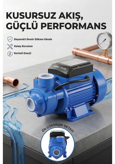 Assur Qb60 35m Basınç Yüksekliği 1 Hp Bakır Sargı Elektrikli Santrifüj Pompa Su Motoru-3153