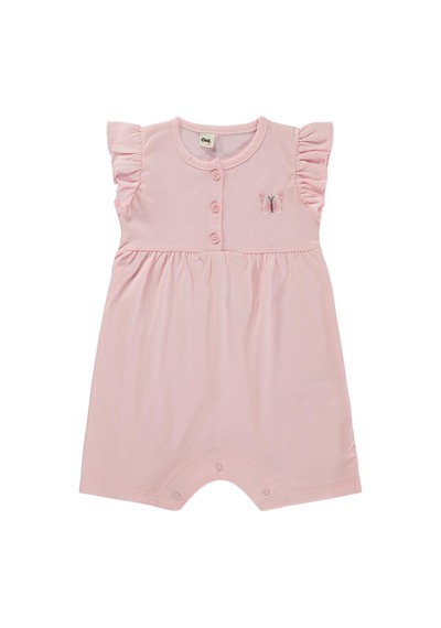 Civil Baby Kelebek Baskılı Kolu Büzgülü 6-18 Ay Tulum - Pembe Açık Pembe
