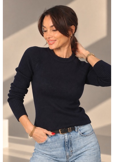 By Saygı Kadın Reglan Kollu Triko Bluz Lacivert