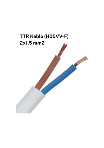 Ttr Ho5vv-f 2x1.5 Mm2 Beyaz Kablo, Pvc İzoleli, Çok Damarlı, 300/500v, 1 M
