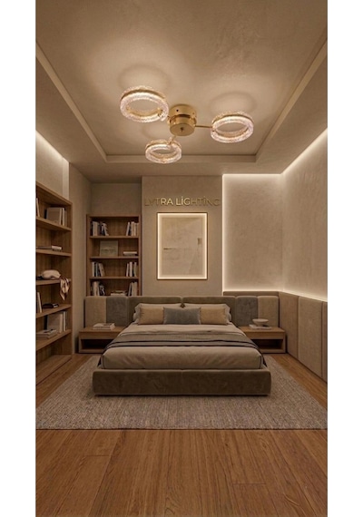 Aurea Model 3'lü Gold 3 Renk Modu Ledli Tavana Sıfır Salon Mutfak Çocuk Yatak Odası Led Avize Altın