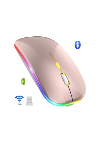 Led Işıklı Şarjlı Mouse 2.4ghz Usb Wireless Ve Bluetooth Lu Sessiz İos Uyumlu  Android Telefon Tablet Pc Tv Diğer