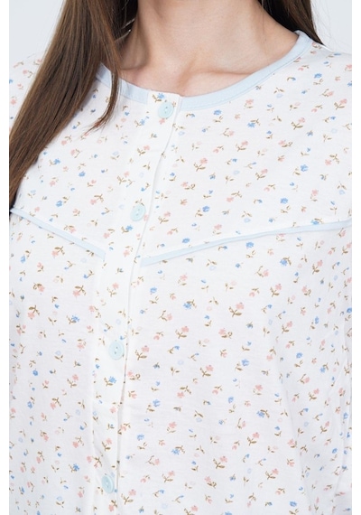 Mecit Pijama Mecit 6387 Mavi Büyük Beden Kadın Sabahlık Gecelik Pijama Takımı
