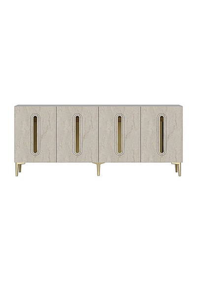 Ka1810btg Rany Konsol ,tv Sehpası Beyaz-traverten-gold 180cm