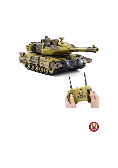 Oyuncak 2.4 Uzaktan Kumandalı Su Bombası Atan Tank Buharlı 1200 Şarjlı Sesli Gövdesi 360 Hareketli Gövde Sarı
