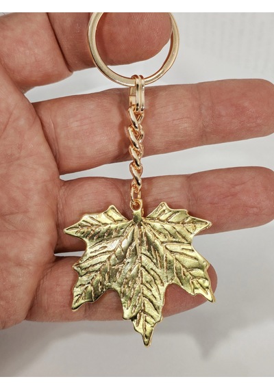 Dokulu Yaprak Anahtarlık Gold Renk Zarif Doğa Temalı Şık Çanta & Anahtar Aksesuarı Çok Renkli