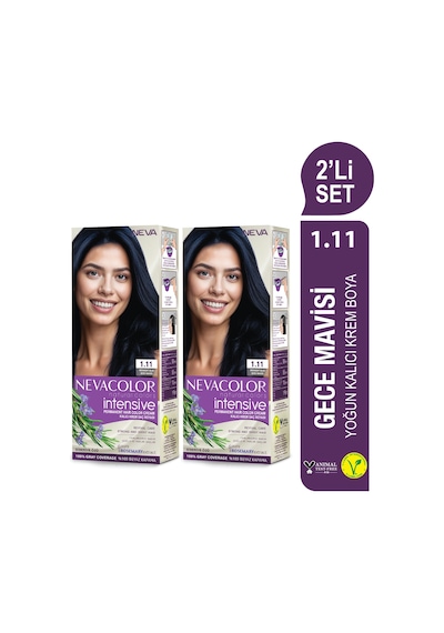 Intensıve 2'li Set 1.11 Gece Mavisi Kalıcı Krem Saç Boyası Seti