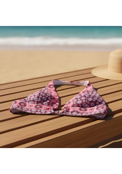 Bonbon Kadın Plaj Giyim Gül Kurusu Çiçek Desenli Boyundan Geçmeli Bikini Üst Bb2559 Çok Renkli Bonbon Kadın Plaj Giyim Gül Kurusu Çiçek Desenli Boyundan Geçmeli Bikini Üst Bb2559 Çok Renkli