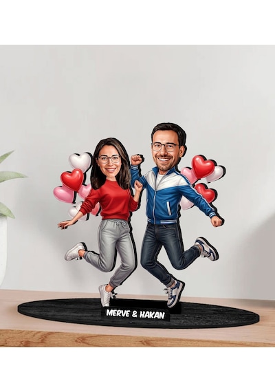 Bk Gift Kişiye Özel Sevgili Karikatürlü Ahşap Biblo -20, Fotoğraftan Karikatür, Sevgililer Günü Hediyesi, Ev Hediyesi Kobitmeyencom36347 Bk Gift