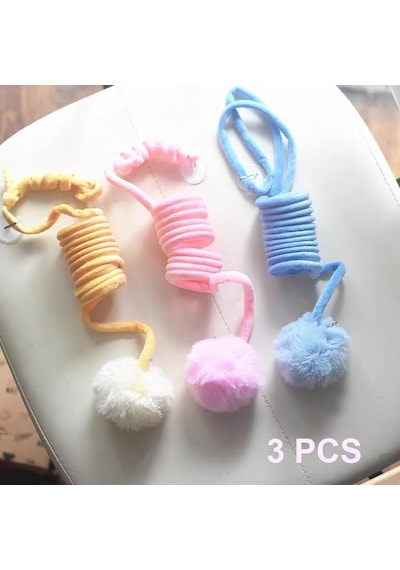 Kapı Askılı İnteraktif Kedi Oyuncağı Pembe Elastik İpli, Peluş Toplu, Zilli, Kediler İçin Stres Azaltıcı, Tek Başına Oyun Ve Avlanma İçgüdüsü Geliştirici Kedi Oyuncağı