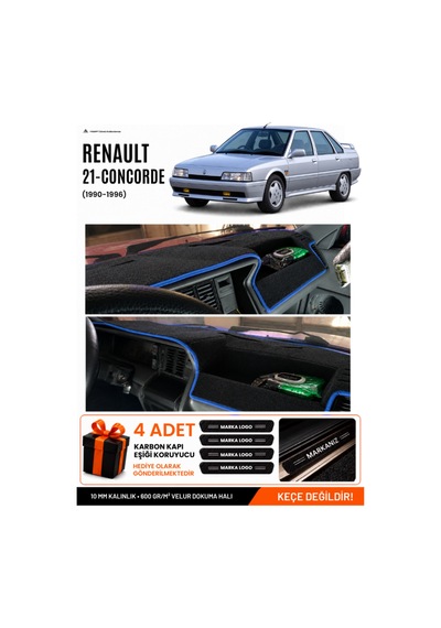 Renault 21 Concorde 1990-1996 Uyumlu Torpido Örtüsü, Torpido Kılıfı - Siyah Mavi