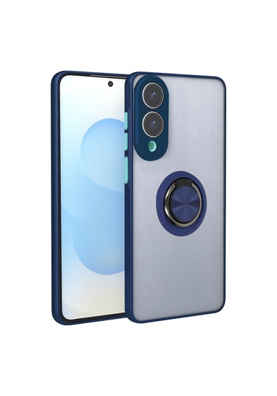 Galaxy  Uyumlu- S25 Edge Kılıf Montreal Yüzüklü Silikon Kapak - Lacivert Çok Renkli