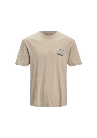 Jack & Jones Erkek Relaxed Tee Bisiklet Yaka Baskılı Kahve T-shirt - 12205878 001