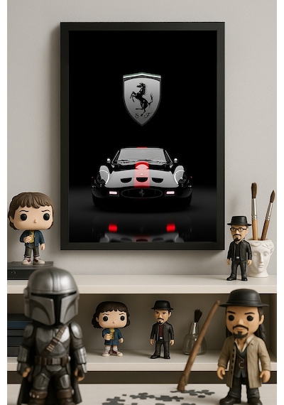 Ferrari 250 Gt Siyah Ahşap Çerçeveli Poster, Dekoratif Araba Duvar Tablosu