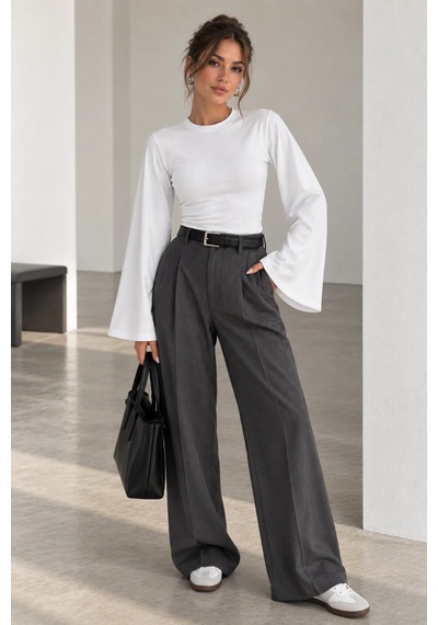 Bb Butik Basic Kadın İspanyol Kol Fit Bluz Zg3535 Beyaz