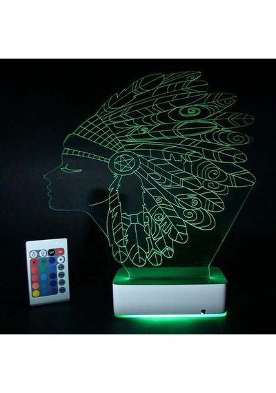 Özel Tasarım Kızılderili 3D Led Lamba