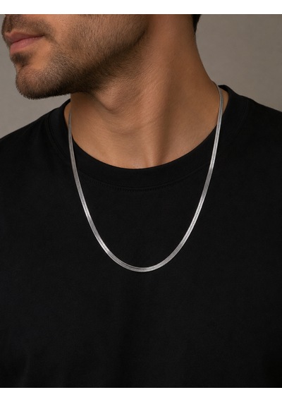 Gümüş Kaplama İtalyan Ezme Zincir Kolye , Gold Kaplama Unisex Tasarım Kolye , Çift Hediyesi
