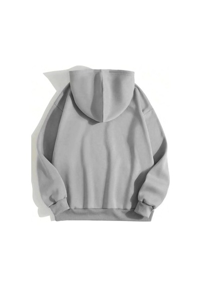 Erkek Düz Kapüşonlu Sweat - Boyalı Gri Boyalı Gri