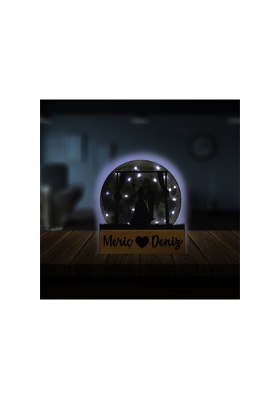 Led Işıklı Pleksi Dolunay Kişiselleştirilebilir Biblo Wedding Gelin Damat Anahtar Askılığı Gri - 737346274