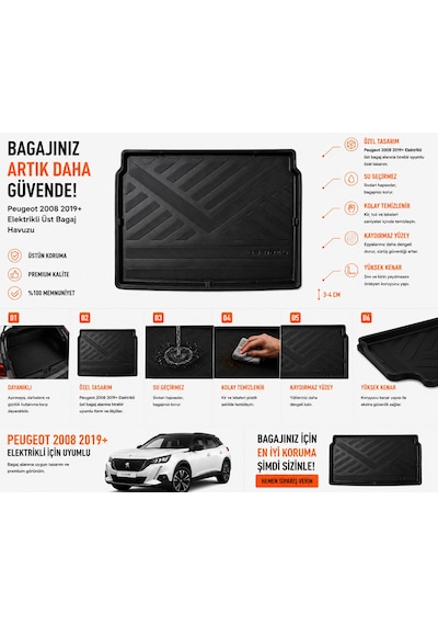 Peugeot 2008 Elektrikli 2019 Sonrası Üst Bagaj Havuzu