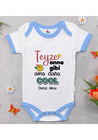 Bk Gift Bk Kids Kişiye Özel Mavi Bebek Body Zıbın - Model 52 6 - 9 Ay