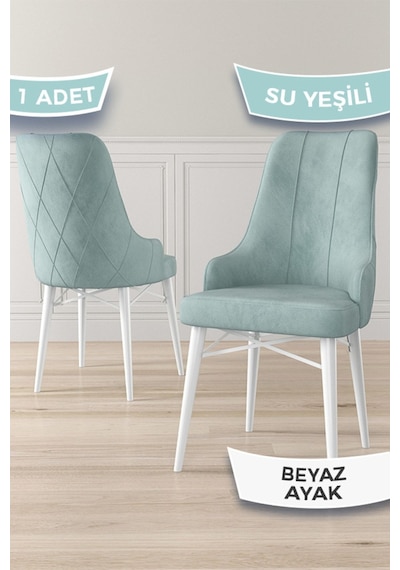 Canisa Concept Neta Serisi, 1.sınıf Babyface Kumaş Su Yeşili Sandalye, Beyaz Gürgen Ayak Sandalye Su Yeşili Ayakları Beyaz